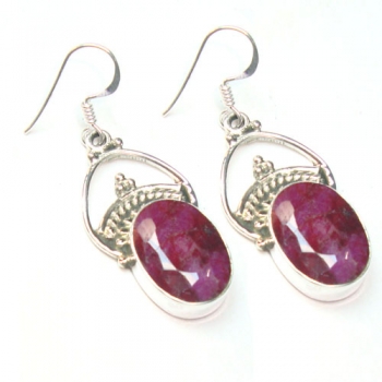 Genuine silver red ruby quartz earrings
